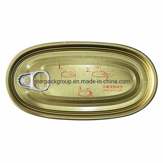 501# Coperchio ovale dorato superiore normale per lattina di cibo per sardine da 2 pezzi